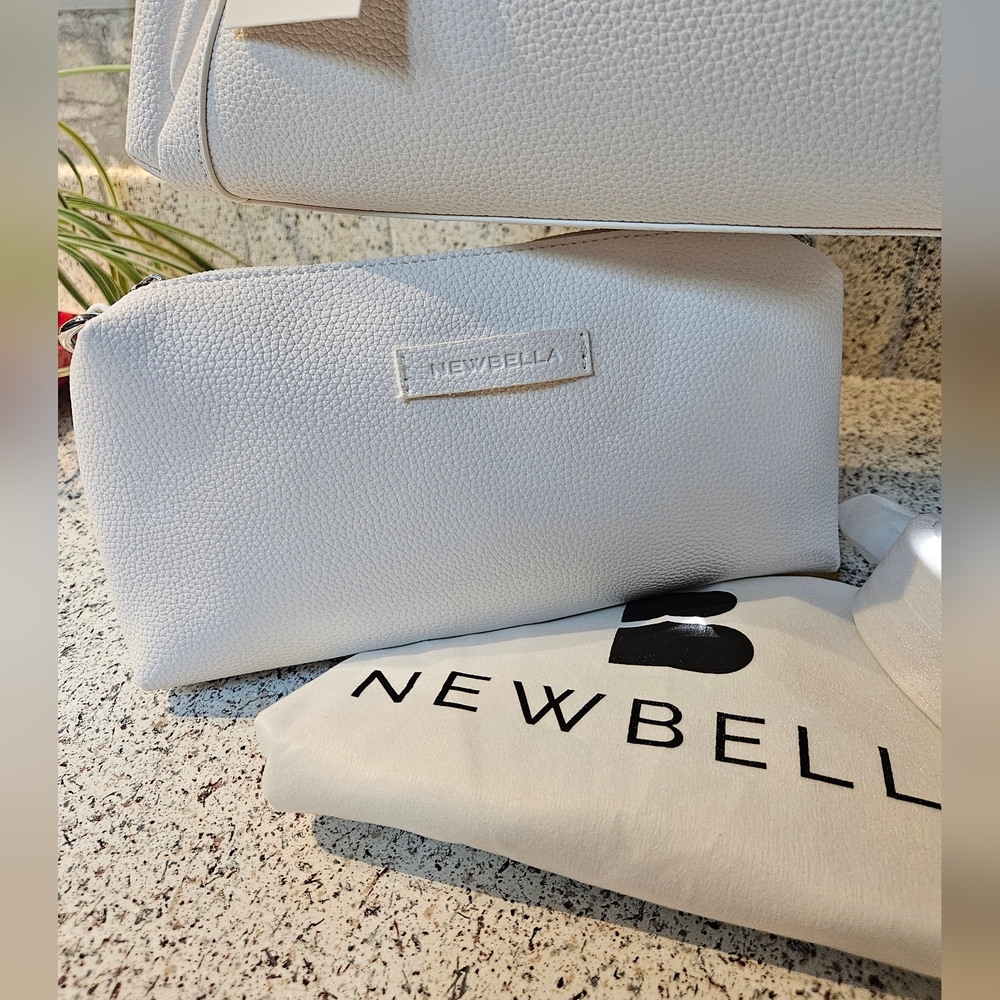 NWT NEWBELLA 2 PC White Women's Handbag Set With Travel Bag & Crossbody - Picture 3 of 14
